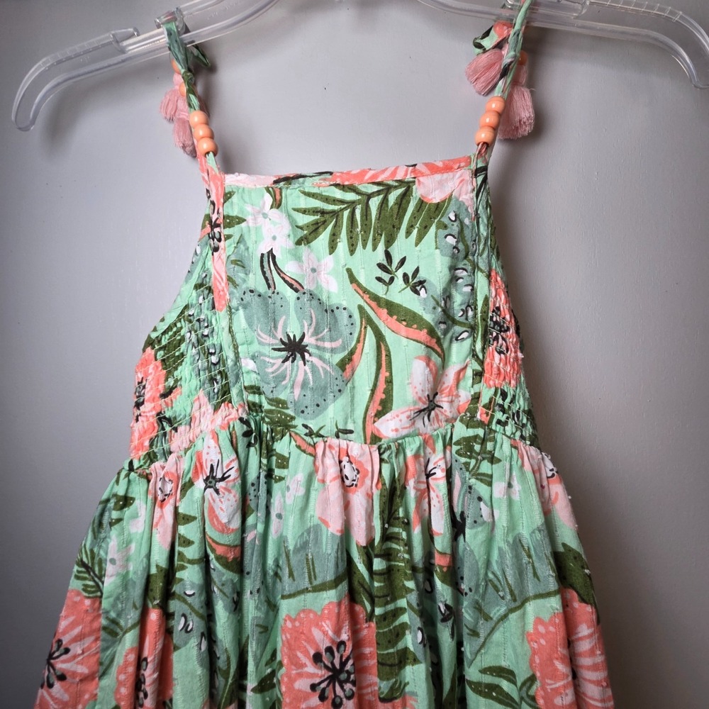 Tommy Bahamas Girls Tank Top Dress Size 7 Floral Boho Tassel Straps Tropical - Picture 2 of 10